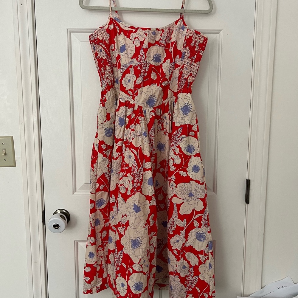 Maeve Anthropologie Dress in Red and Blue Floral